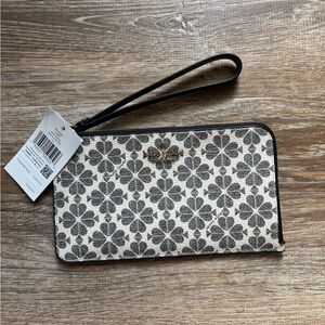 Kate Spade Black and White Floral Wristlet